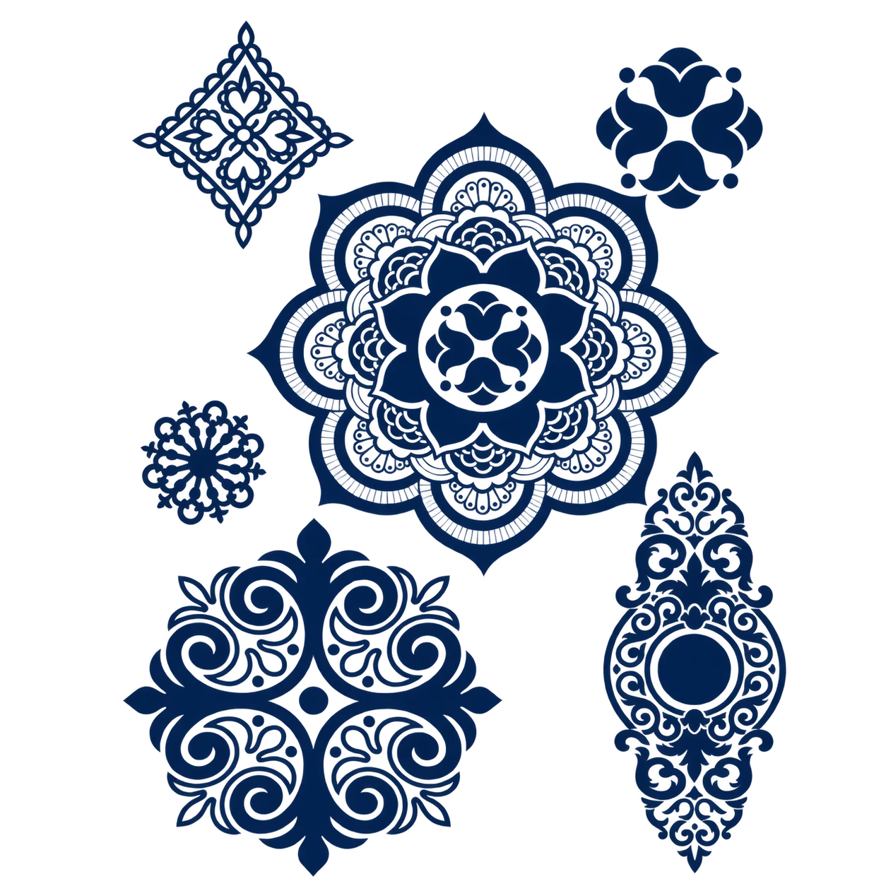 Mandala geçici dövme seti