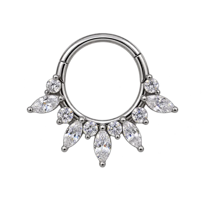 Taşlı gümüş halka piercing